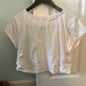 Cream cropped shirt with rouched sides